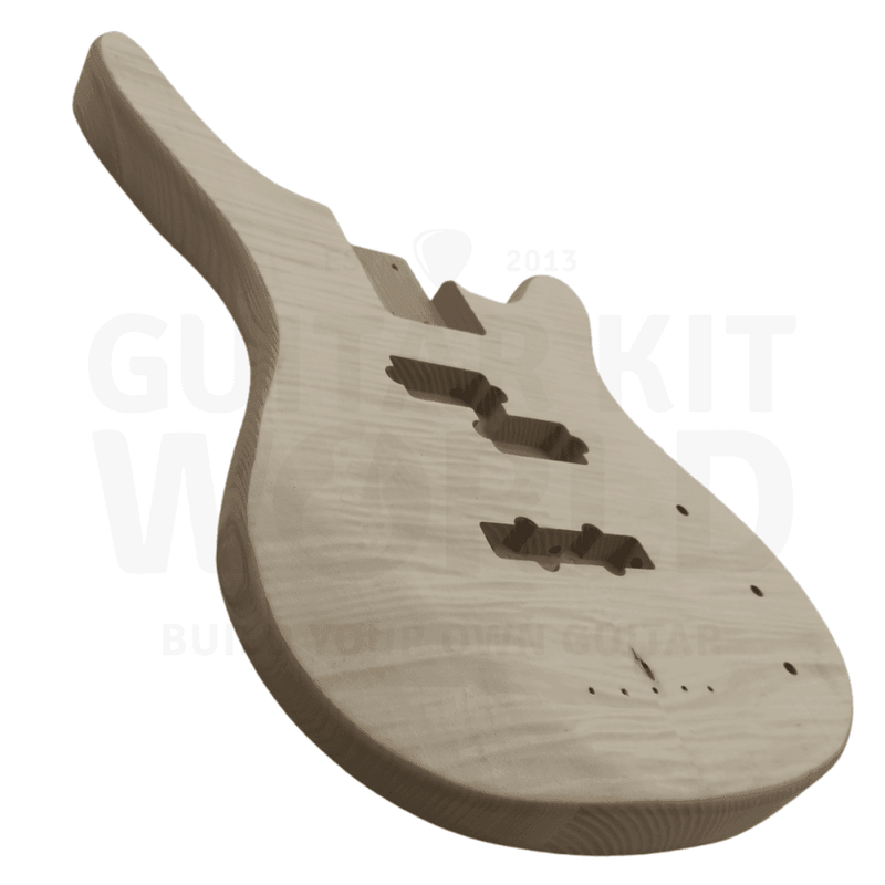 W Bass Guitar Kit with Ash Body Flamed Maple Top, Maple Fretboard