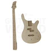 W Bass Guitar Kit with Ash Body Flamed Maple Top, Maple Fretboard