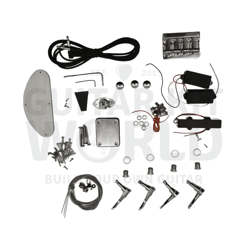 W Bass Guitar Kit with Mahogany Body Flamed Maple Top, Rosewood Fretboard