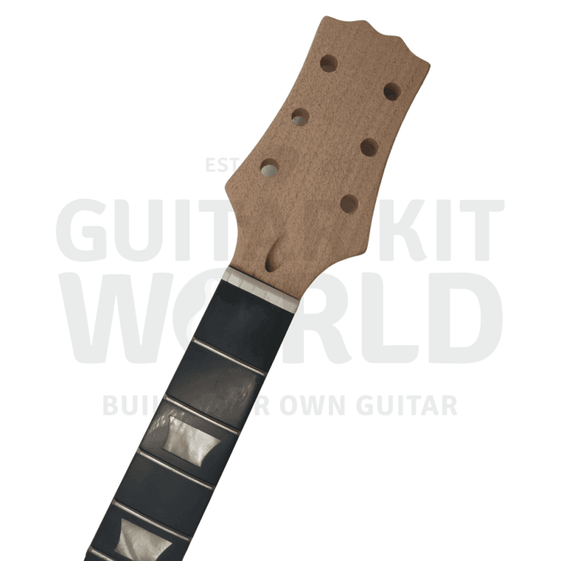 Zebrawood body LP Guitar Kit with Trapezoid Pearl White Inlays