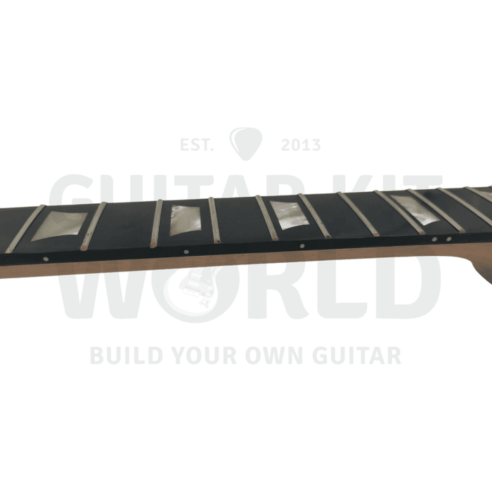 Zebrawood body LP Guitar Kit with Trapezoid Pearl White Inlays