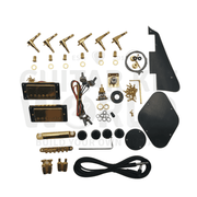 Zebrawood body LP Guitar Kit with Trapezoid Pearl White Inlays